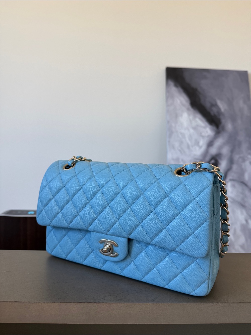 Chanel Medium Double Flap Bag in Blue